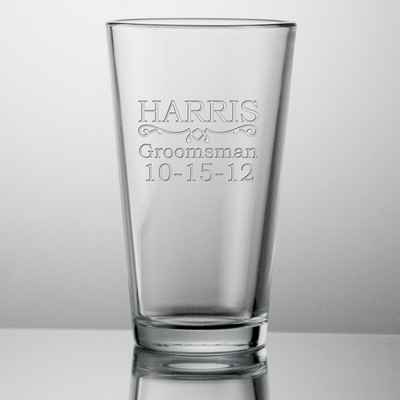 Engraved Groomsmen 16 oz Beer Glass
